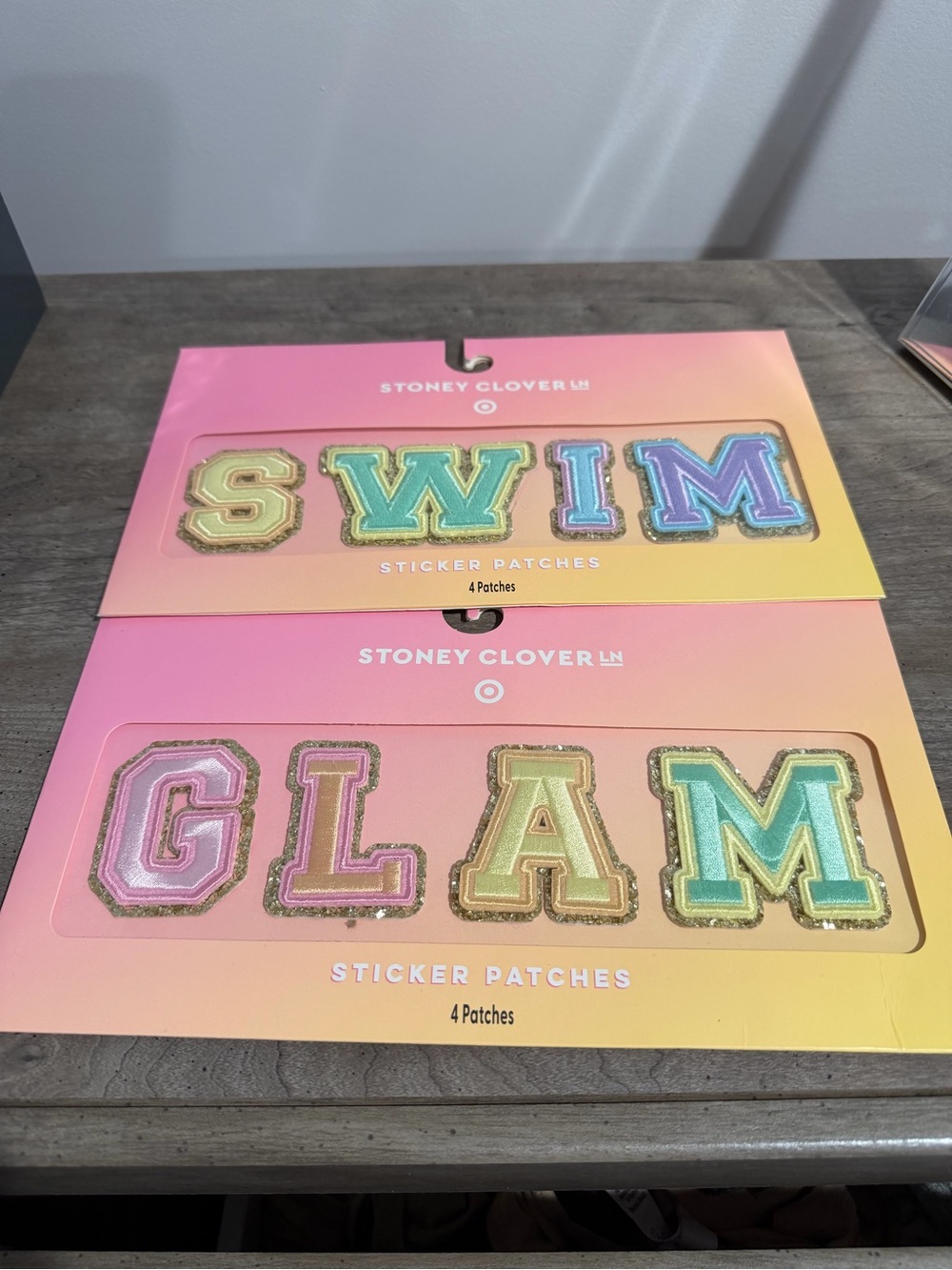 Stoney Clover for Target, 'SWIM' and 'GLAM' Sticker Patches